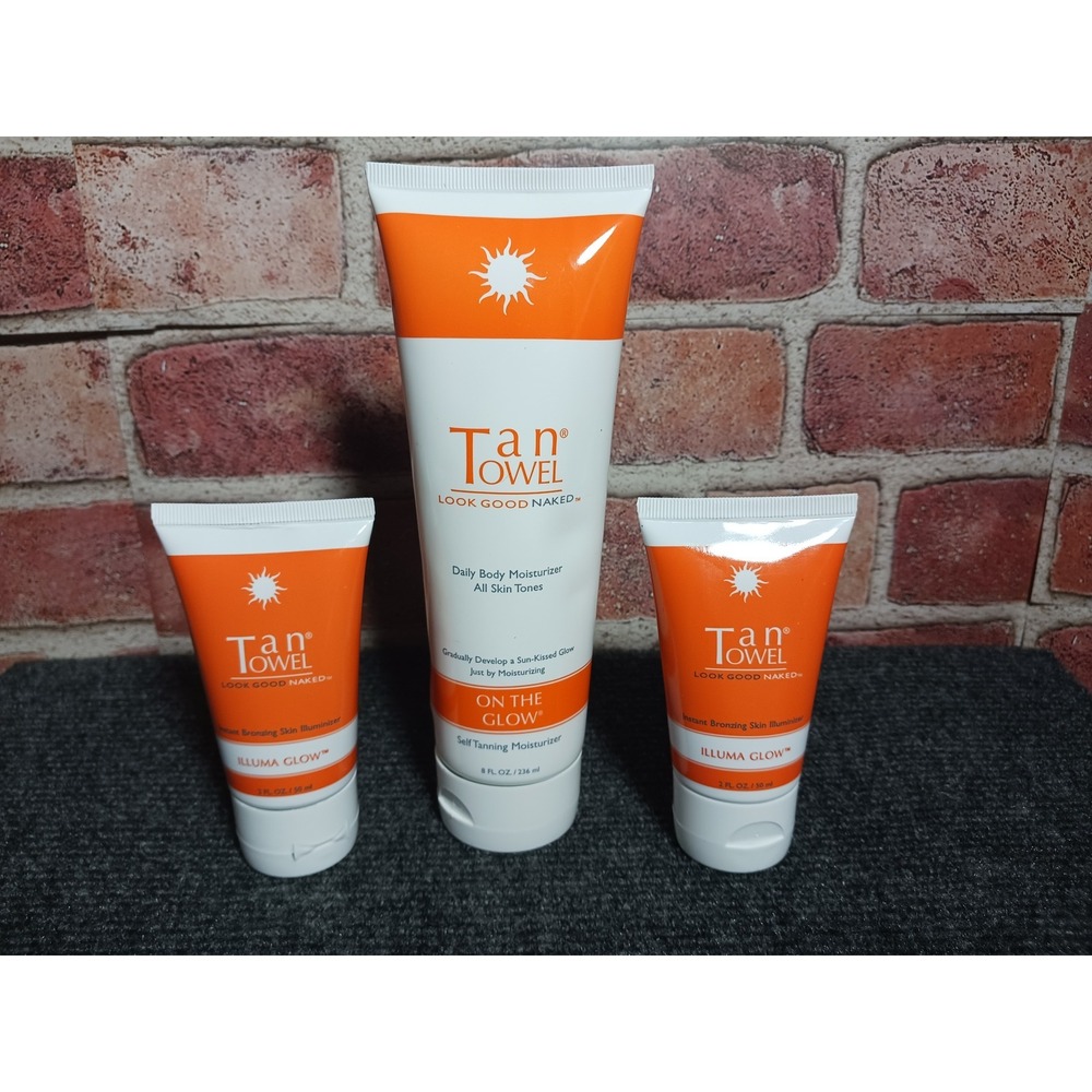TanTowel On The Glow Self Tanning Moisturizer 8oz and Illuma Glow 2oz Set of 3